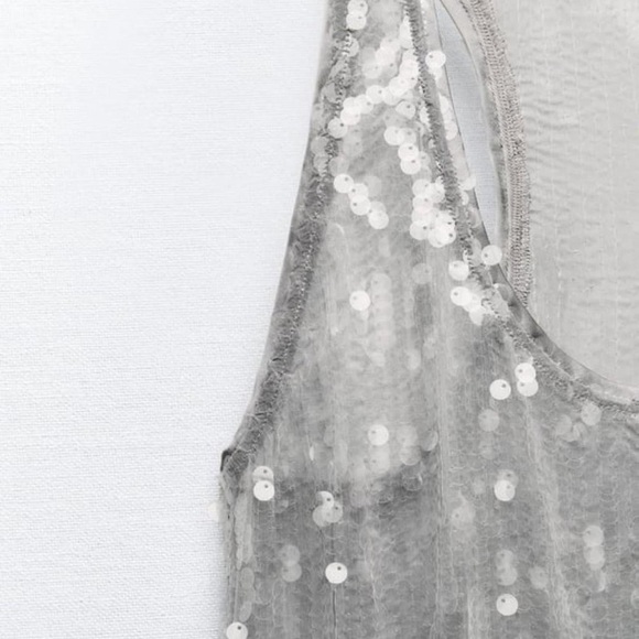 ZARA ~ SEQUIN DRESS SILVER - Picture 5 of 9